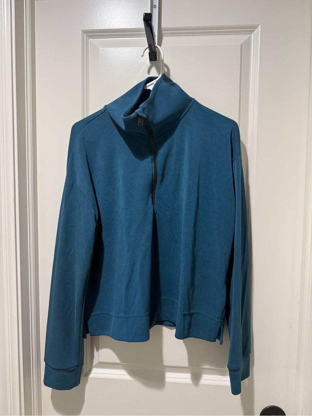 Athleta Seasoft Coaster Teal Half-Zip Pullover Sweatshirt